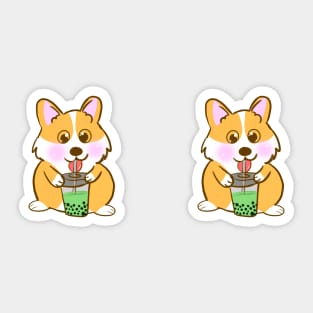 Corgi Bubble Tea Kawaii Corga Dog Sticker